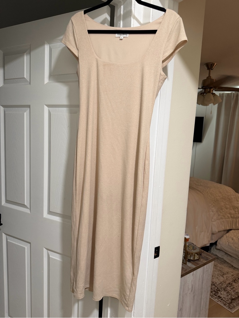 Privacy Please Nude Scoop Neck Midi Dress